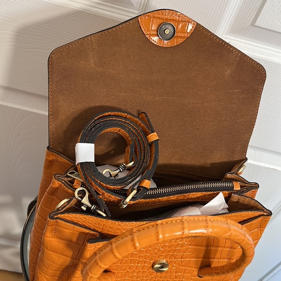 Patricia Nash Orange Croc-Embossed Satchel - Picture 9 of 13